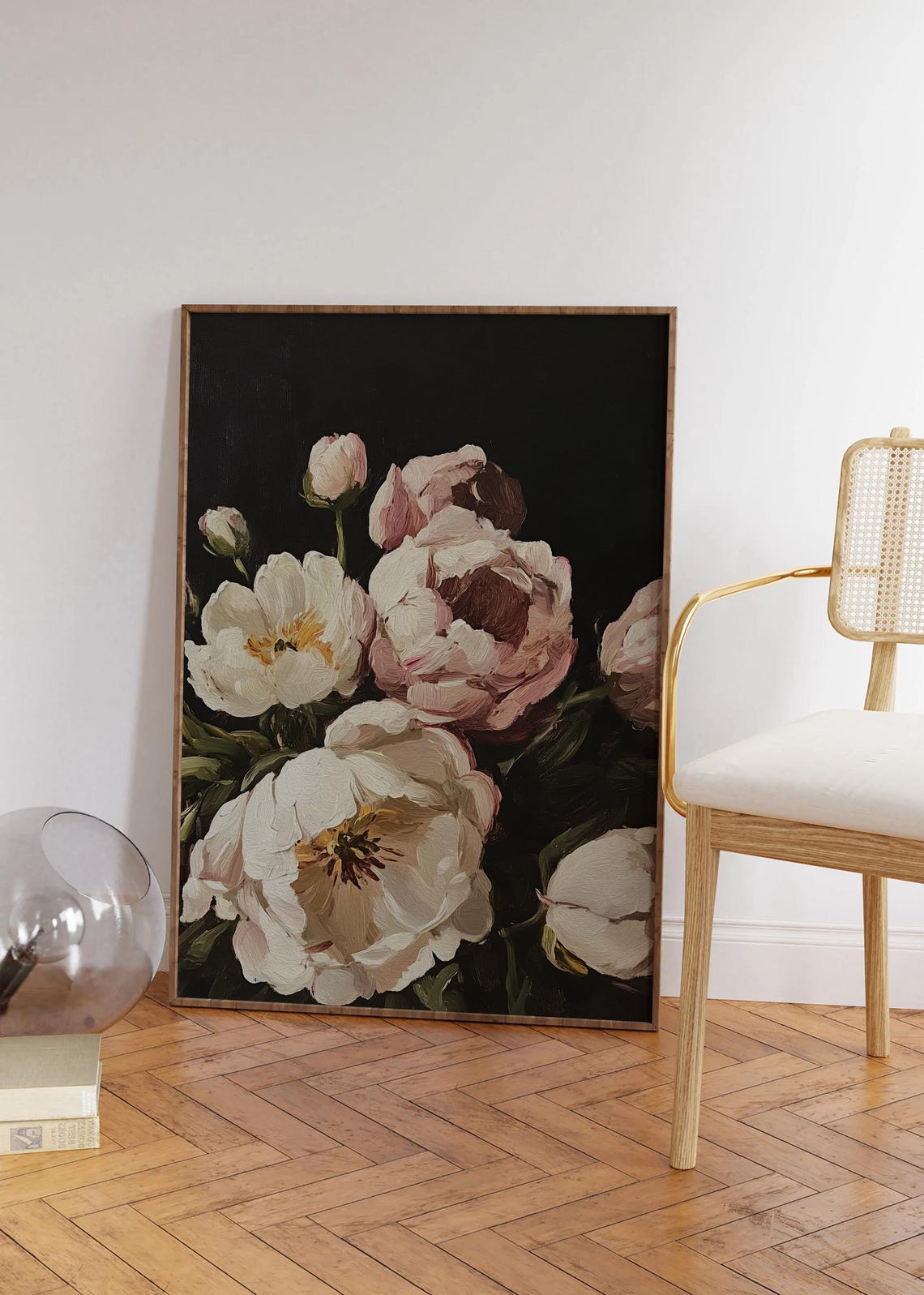 Vintage Moody Flowers Painting Print French Country Farmhouse Decor Dark Flowers Bouquet Still Life Painting Floral Wall Art - Image 3