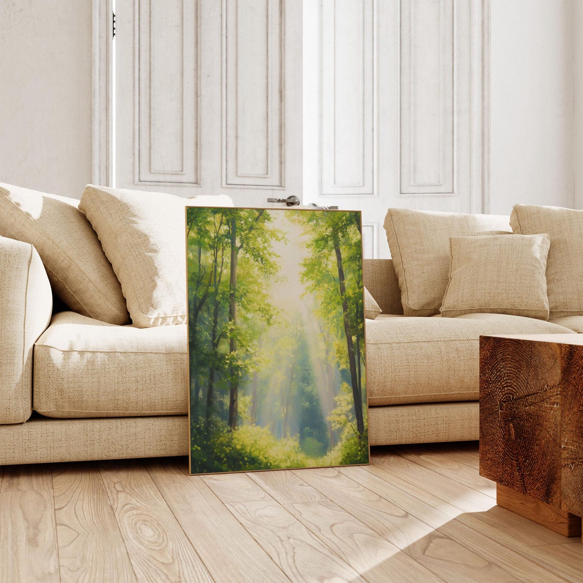 Forest With Sunlight Print Farmhouse Landscape Painting Floral Scenery Artwork Green Trees Artwork Matisse Wall Art - Image 3