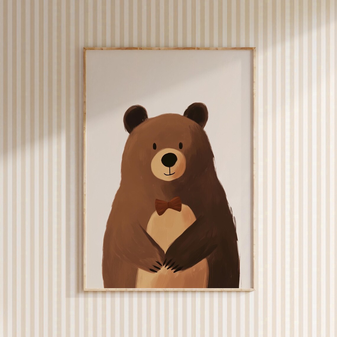 Nursery Bear With Bow, Woodland Animal Art Print