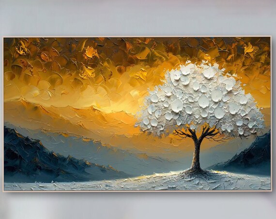Tree Of Elveselegant And Mysterious Whitetree Radiating Mysterious Power Indoor Energy Decor Office Living Room Art Contemporary Design Art