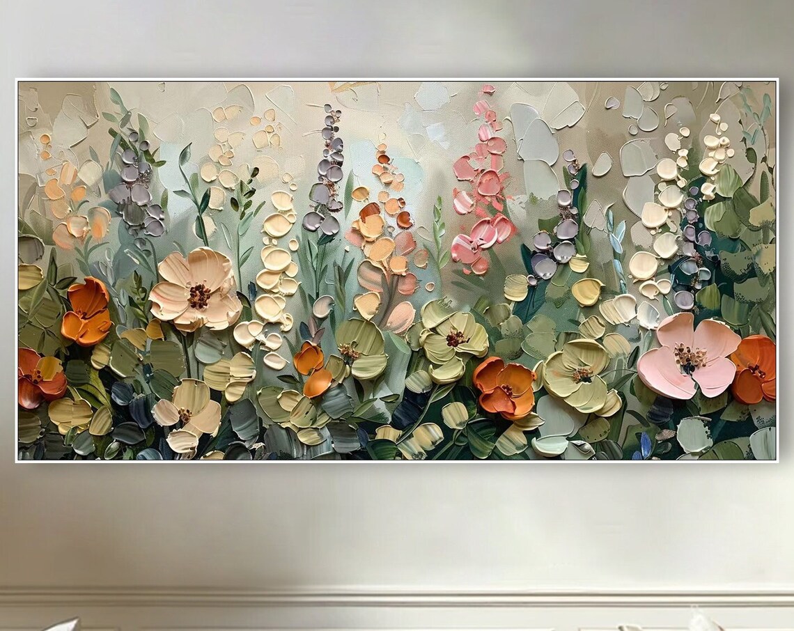 Textured Wildflower Abstract Art Print, Modern Botanical