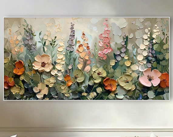 Textured Wildflower Abstract Art Print, Modern Botanical