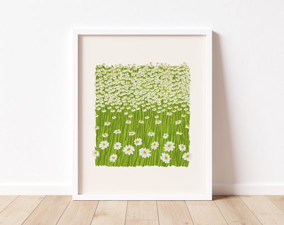 Daises Wall Art Floral Girl Nursery Decor White Flower Poster Daisy Art Print Daisy Flower Print Daisy Wall Decor Daisy Nursery Decor