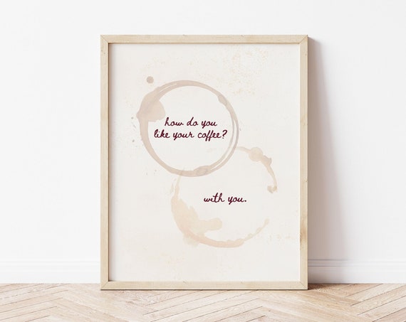 Coffee Typography Print Coffee Quote This Morning With Her Having Coffee Coffee Lover Print Minimalist Coffee Poster Coffee Stain Print