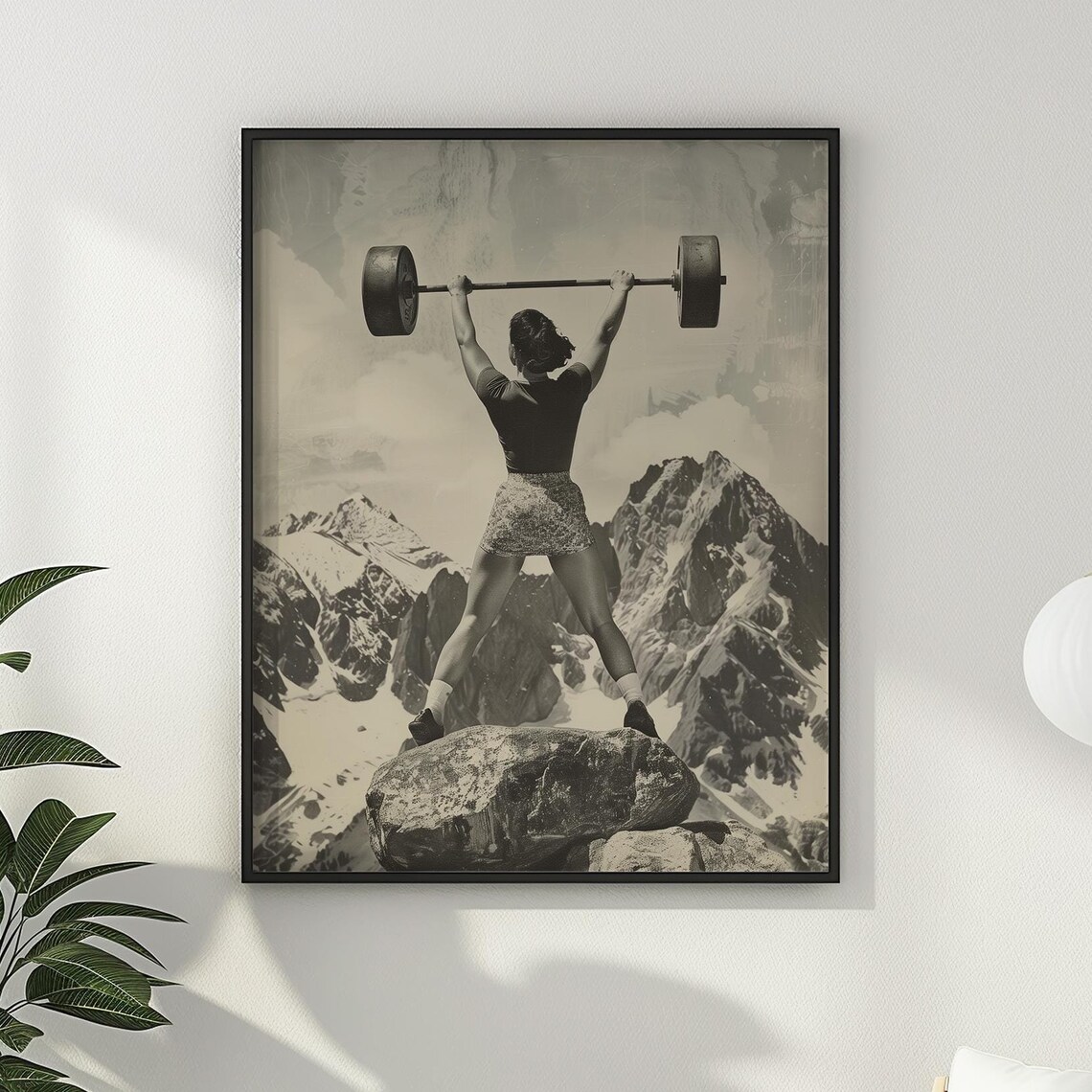 Vintage Strong Woman Weightlifting Art Print