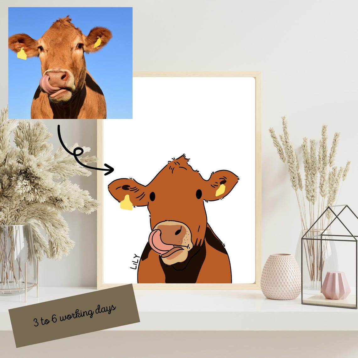 Linda the Gray Horse Cute Nursery Bedroom Kids Animal Wall Art - Image 2