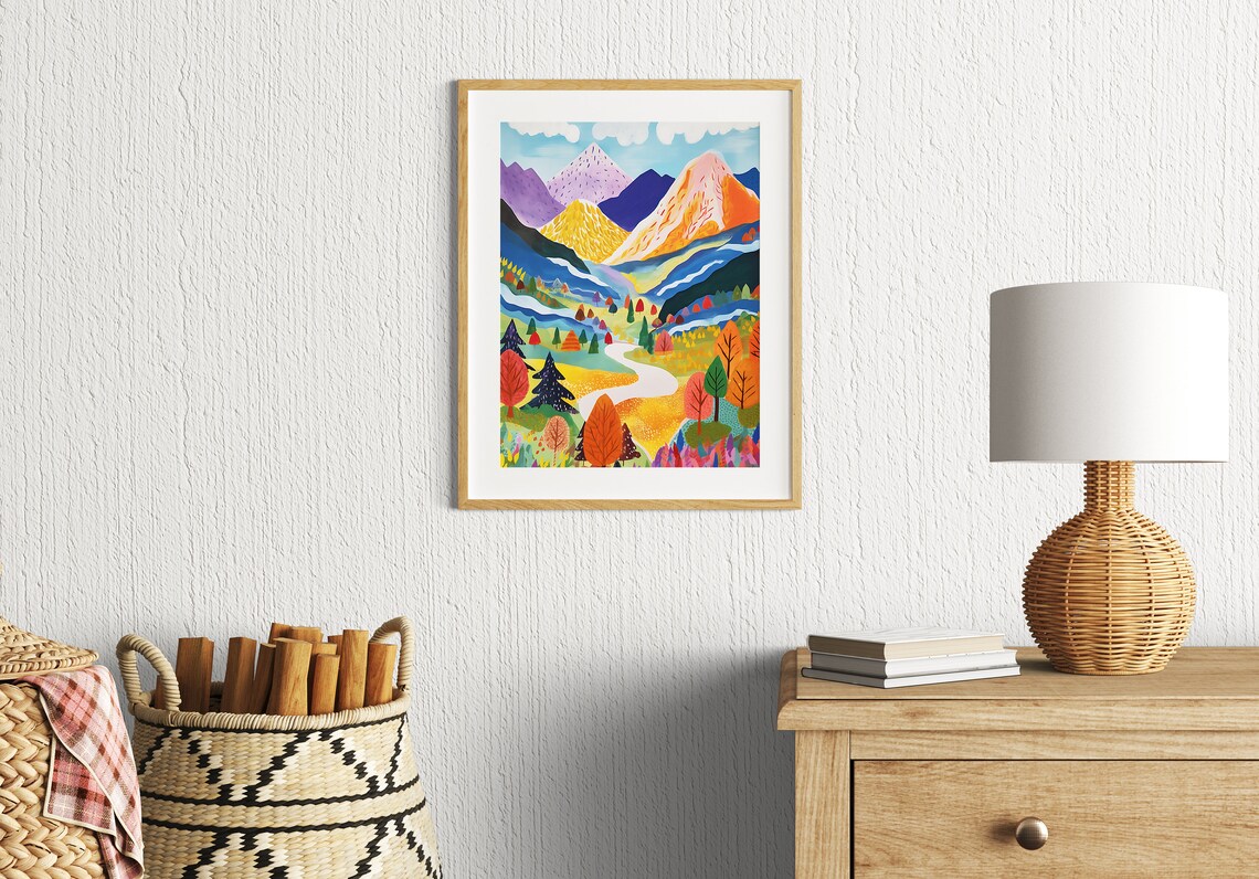 Abstract Autumn Mountain Painting, Wall Art Print - Image 3
