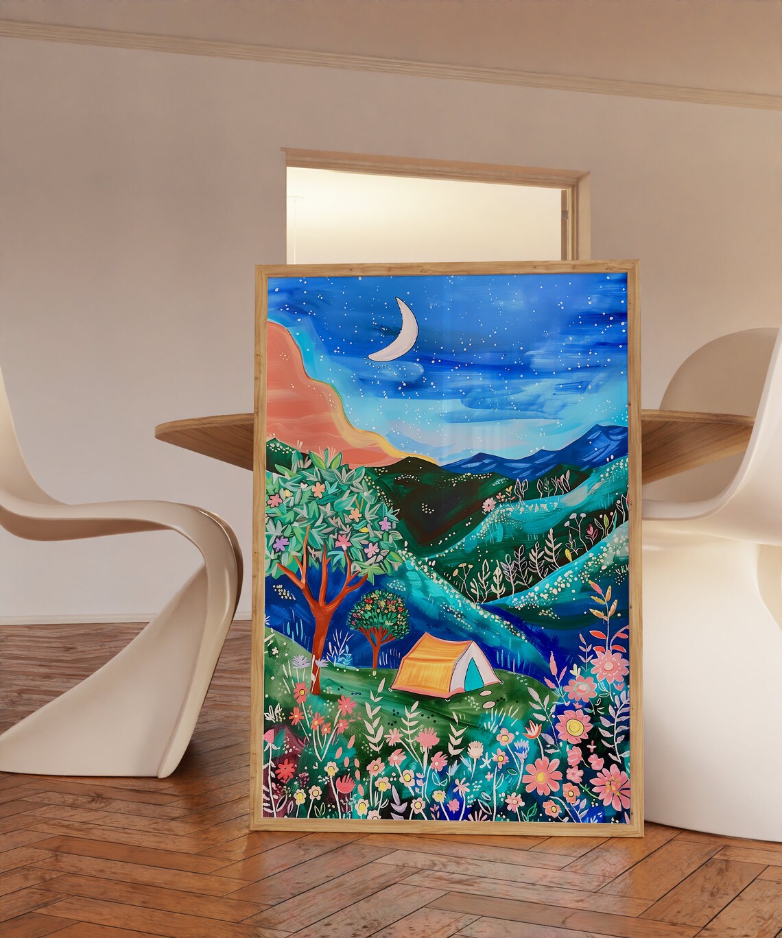 Camping At Night Illustration, Forest Adventure Art Print - Image 2