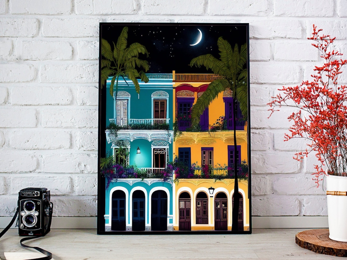 Puerto Rico San Juan Night Landscape, Starry Sky Art Print