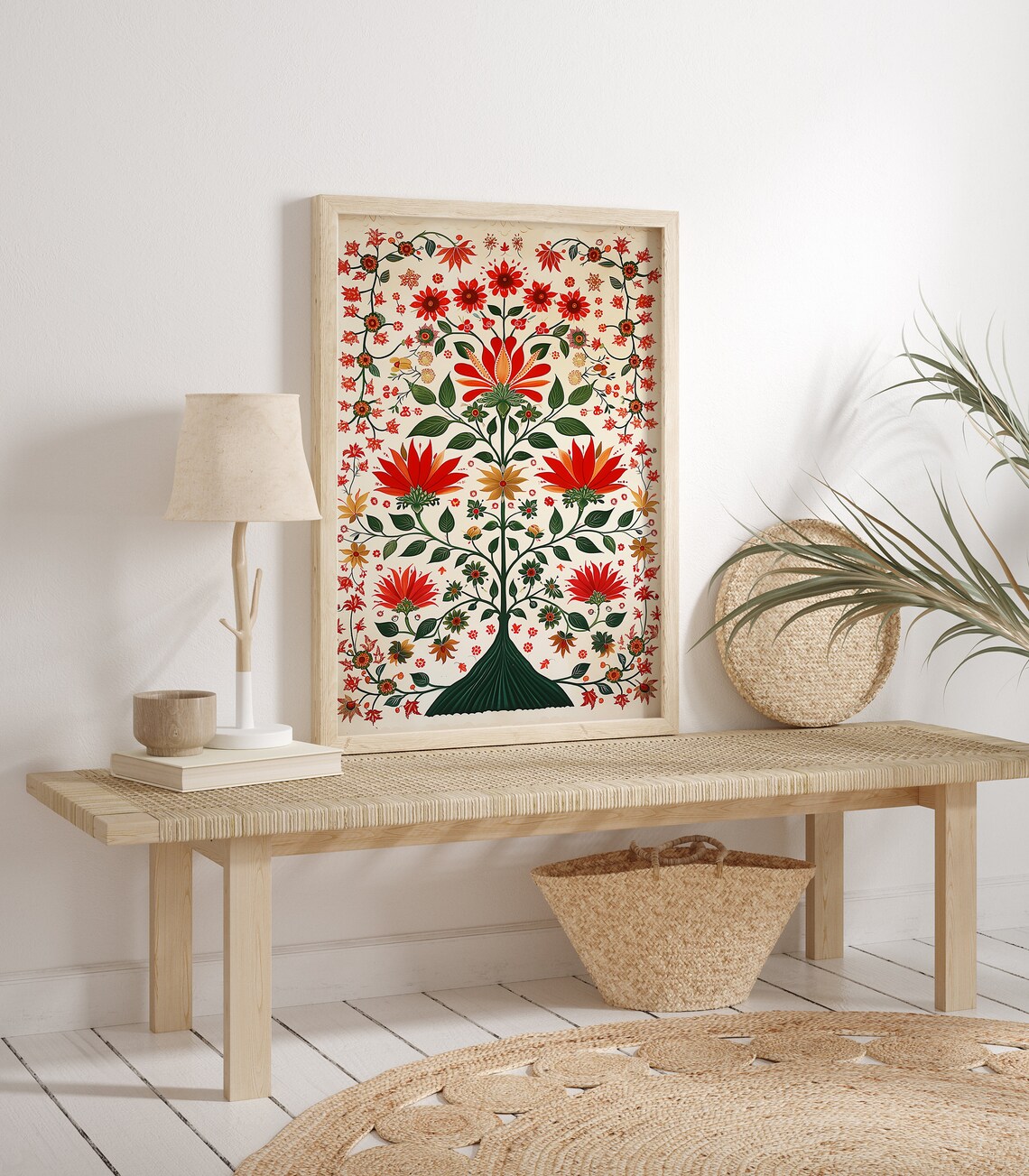Indian Folk Art Floral Prints, Vintage Pichwai Poster - Image 2