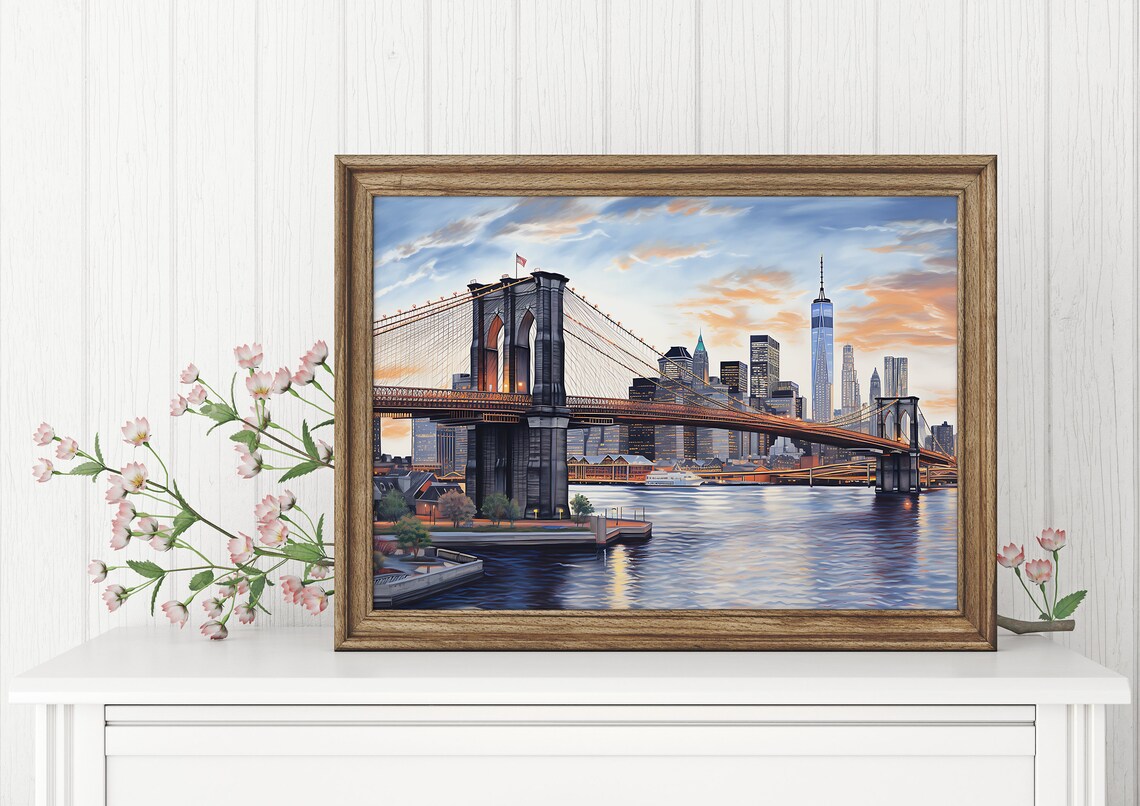 Brooklyn Bridge New York Summer Travel Poster - Image 2