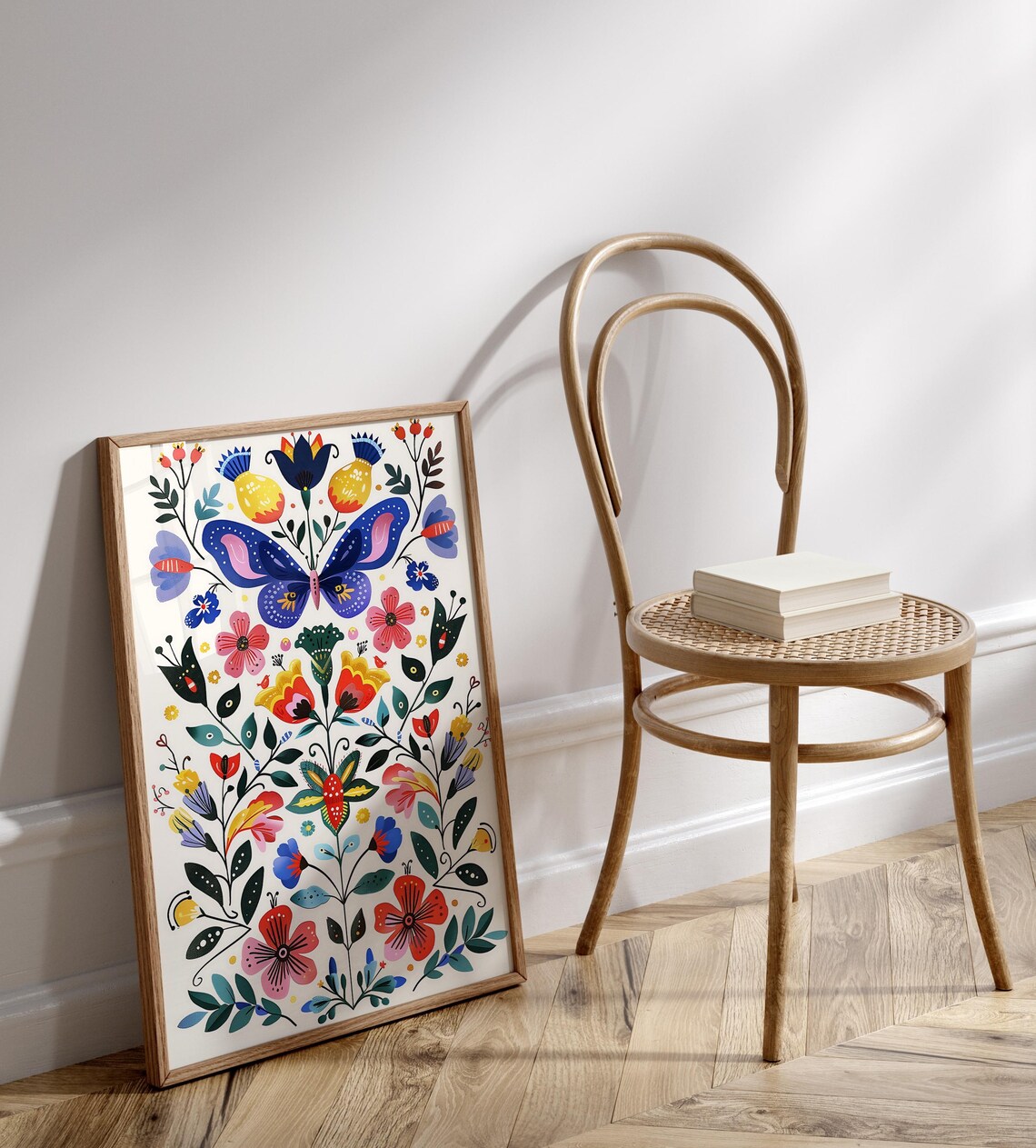 Folk Art Floral Nordic Pattern Art Print - Image 2