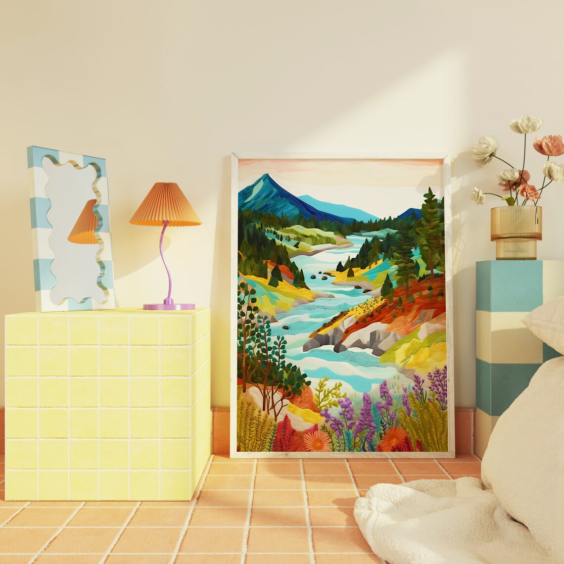 Colorful Mountain Scenery Art Print, Vibrant Summer - Image 2