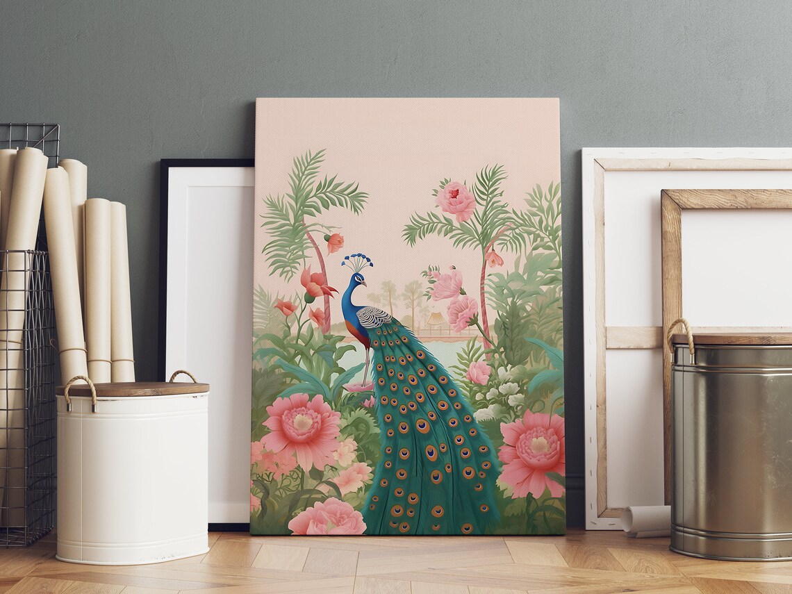 Peacock Painting Vintage Tropical Art Print - Image 2