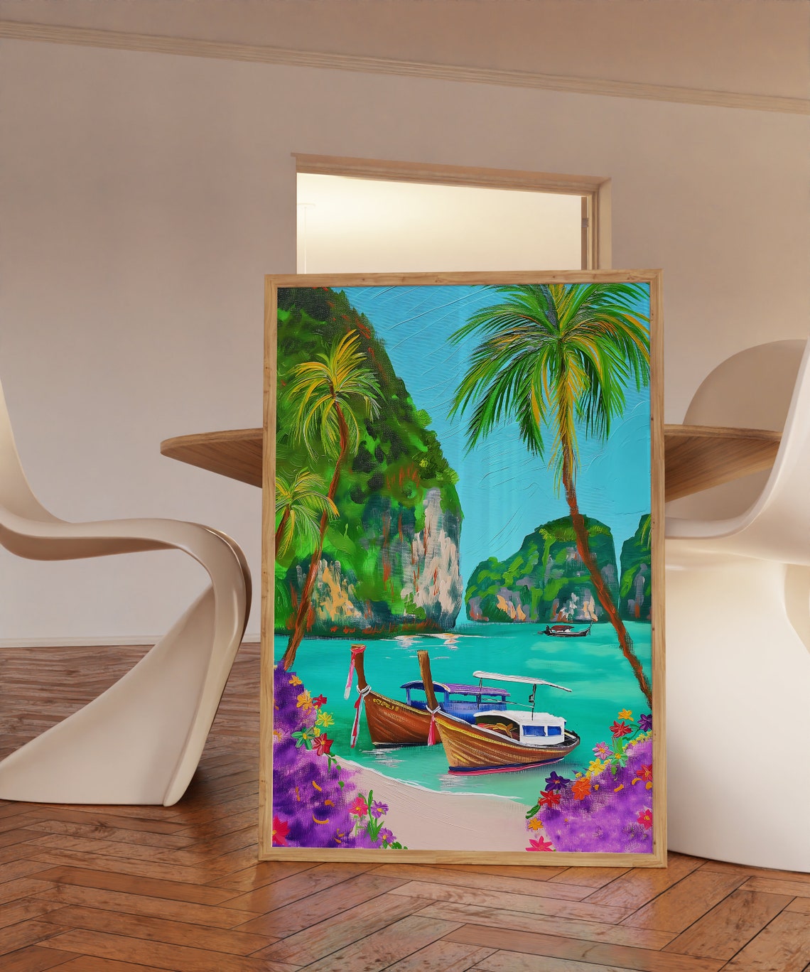 Thailand Phi Phi Islands Tropical Beach Longtail Boat Poster - Image 3