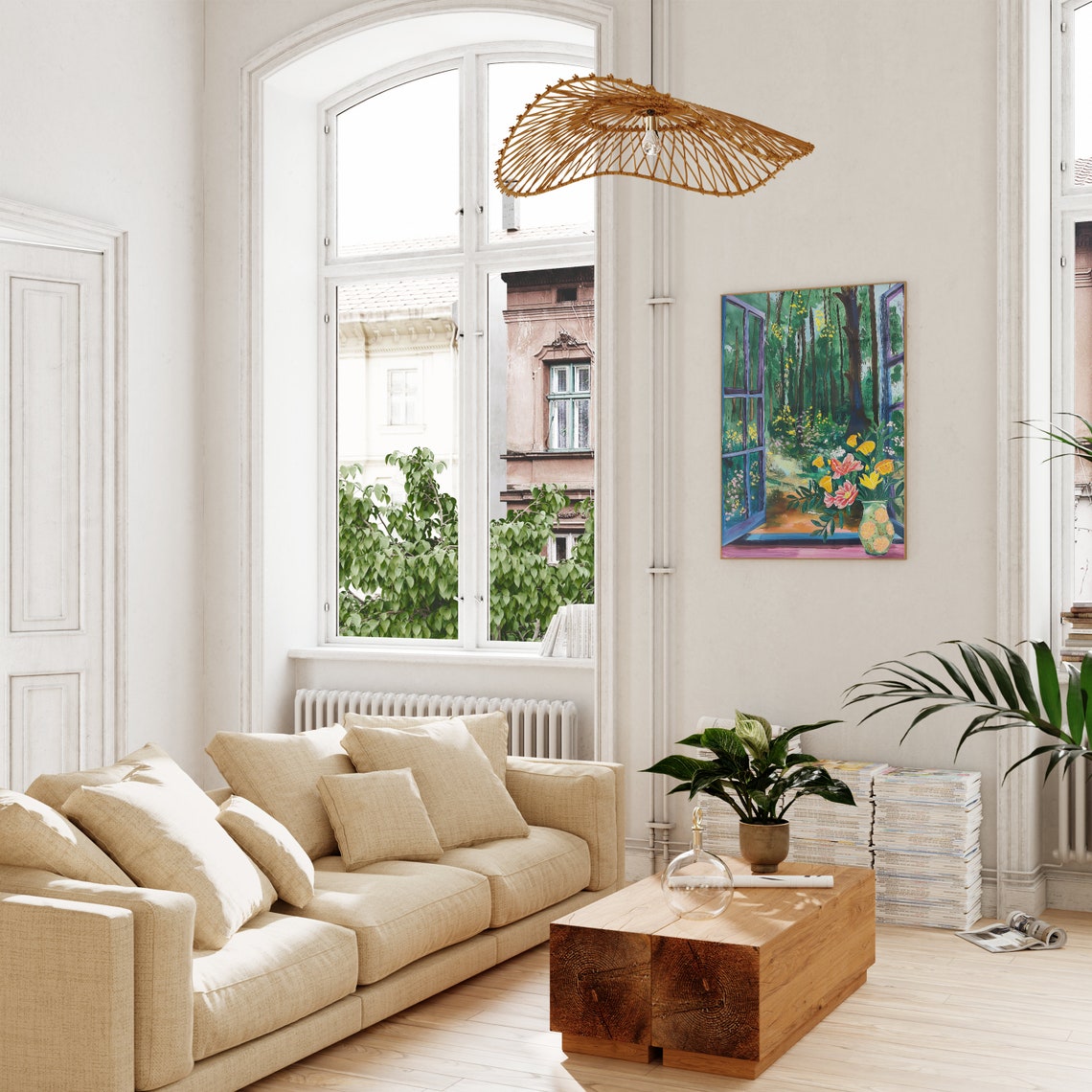 Forest Illustration Colorful Wall Art Garden Painting - Image 2