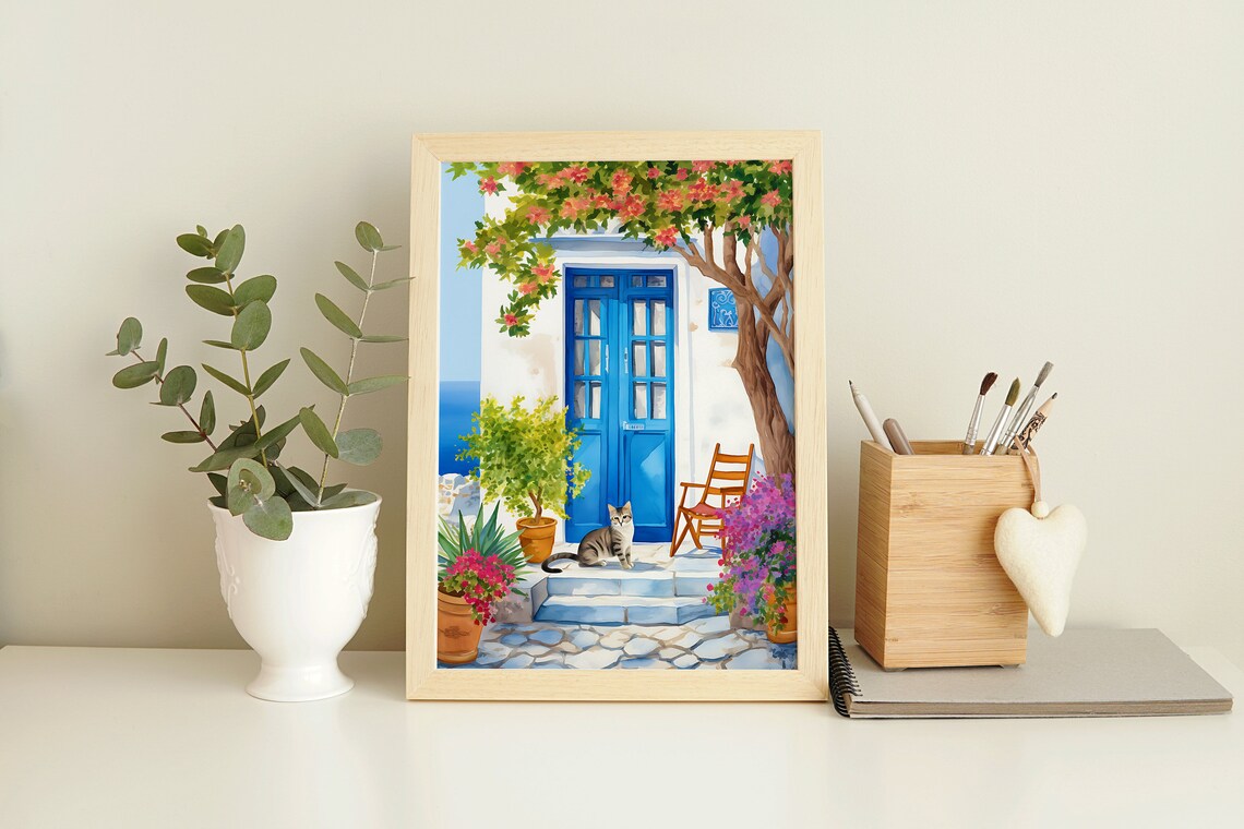 Greek Cottage, Lefkes Paros Greece Travel Art Print - Image 3