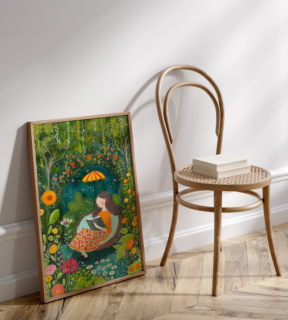 Reading In The Garden Art Print, Book Lover Decor - Image 2