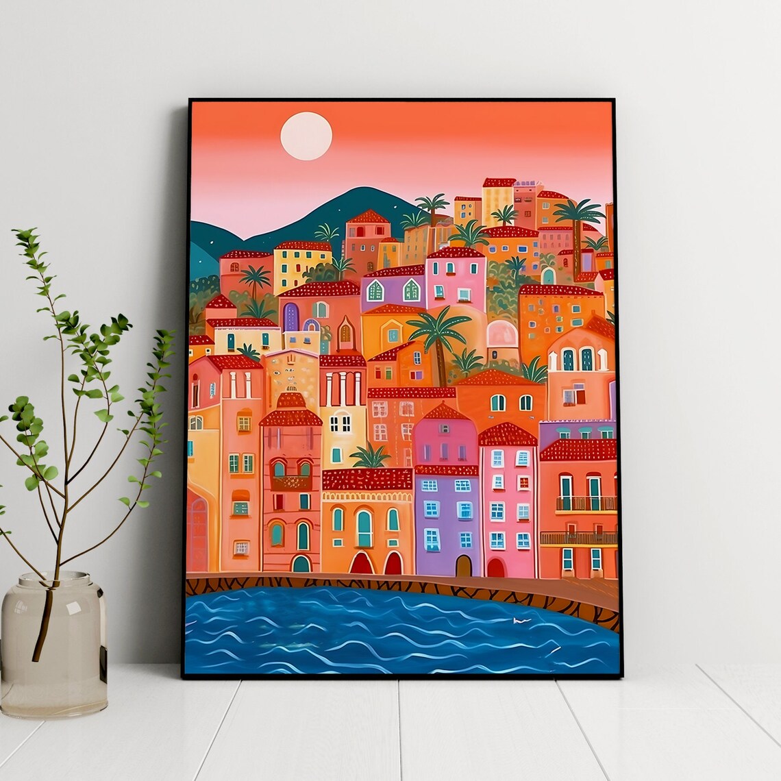 Menton French Riviera Travel Poster, Sea View