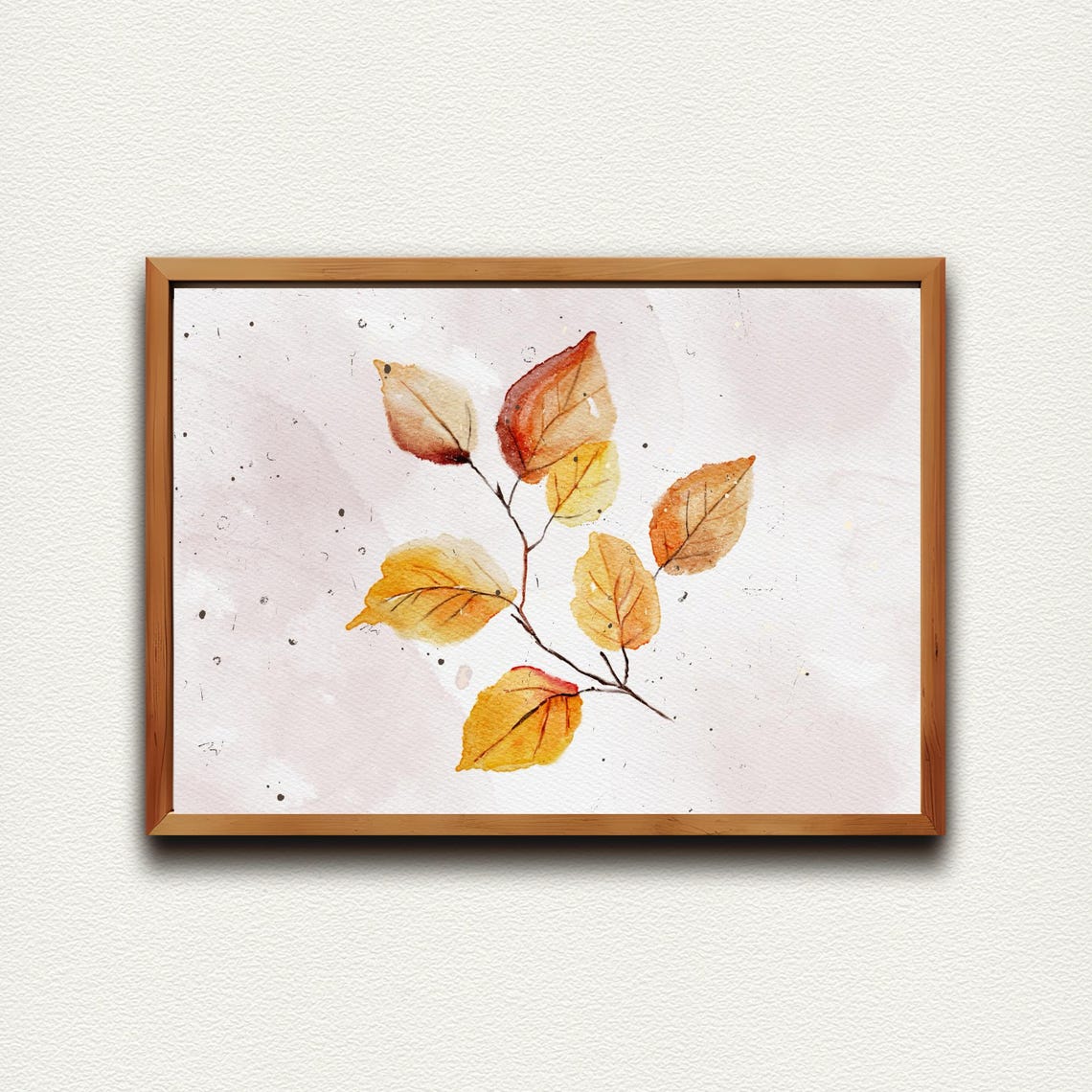 Golden Autumn Leaf Sprig Branch Watercolor Minimalist Fall Poster - Image 4