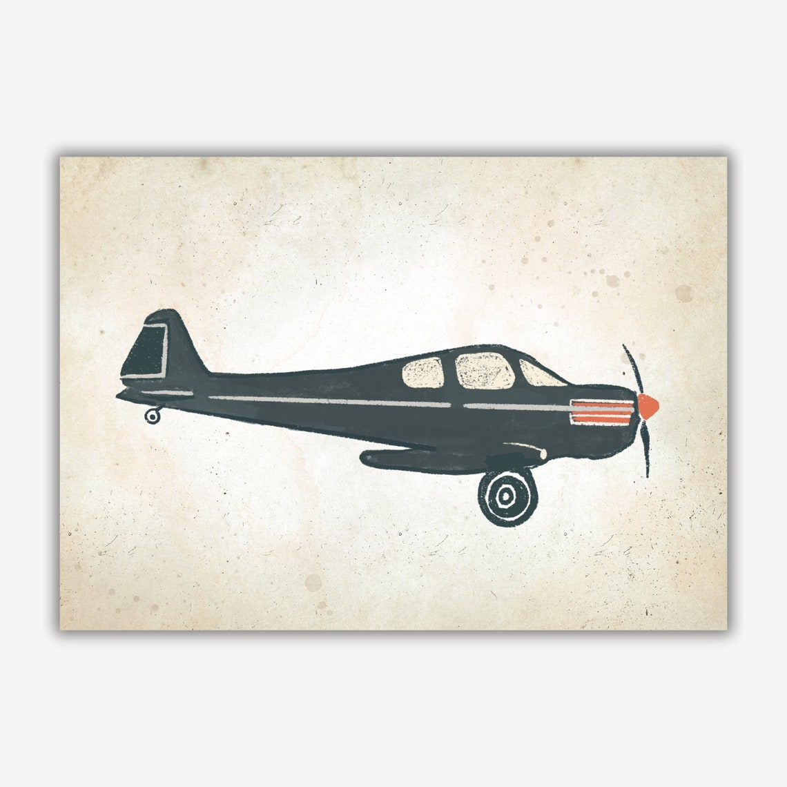 Vintage Propeller Airplane Sketch Antique Nursery Aviation Print - Image 3