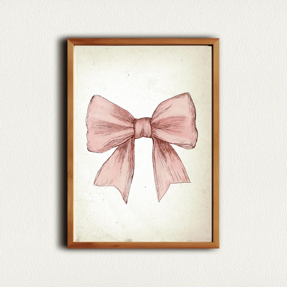 Blush Pink Bow Sketch Minimalist Preppy Chic Nursery Wall Art - Image 4