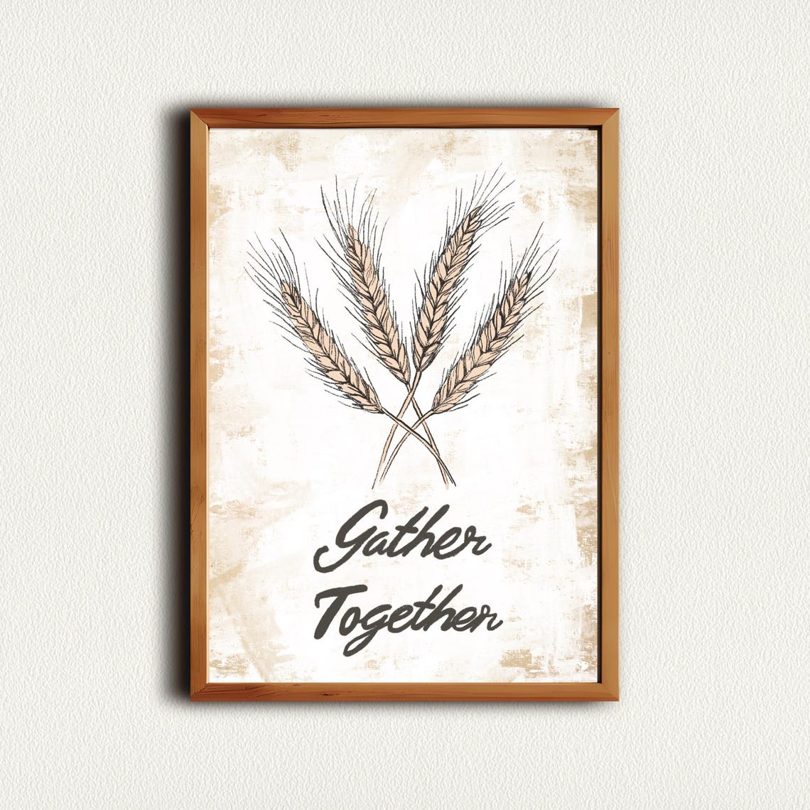 Gather Together Wheat Sheaf Sketch Rustic Thanksgiving Quote Poster - Image 3