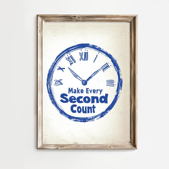 Retro Motivational Quote Poster Make Every Second Count Print Modern Decor Motivational Prints Vintage Wall Art Poster Positivity Decor