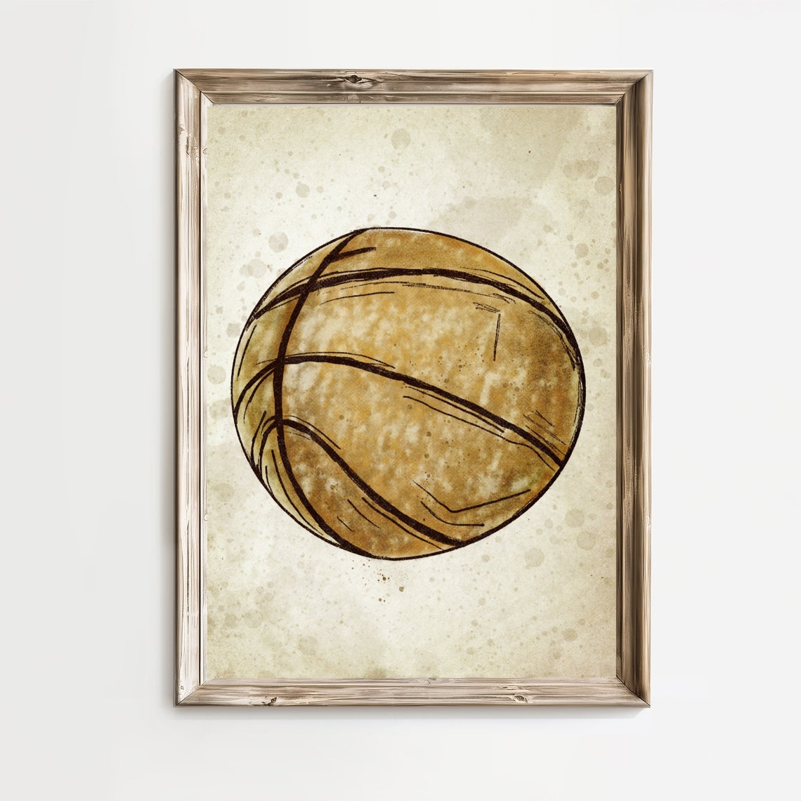Vintage Nursery Print Basketball Sketch Kids Sports Gallery Wall Gender Neutral Illustration Art Print Baby Room Decor