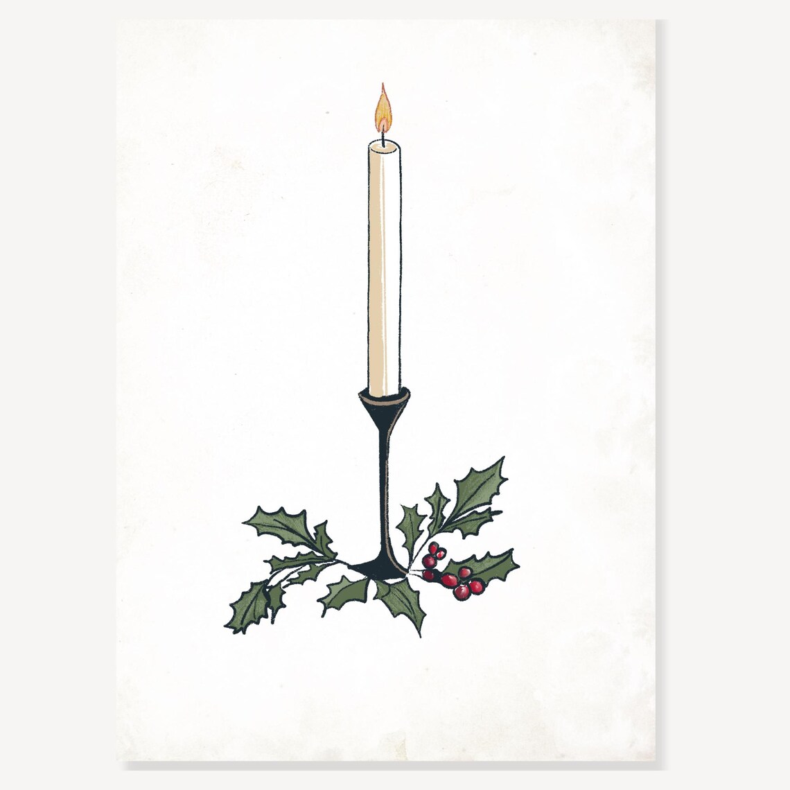 Vintage Christmas Candle With Holly In Rustic Holiday Style Poster - Image 2