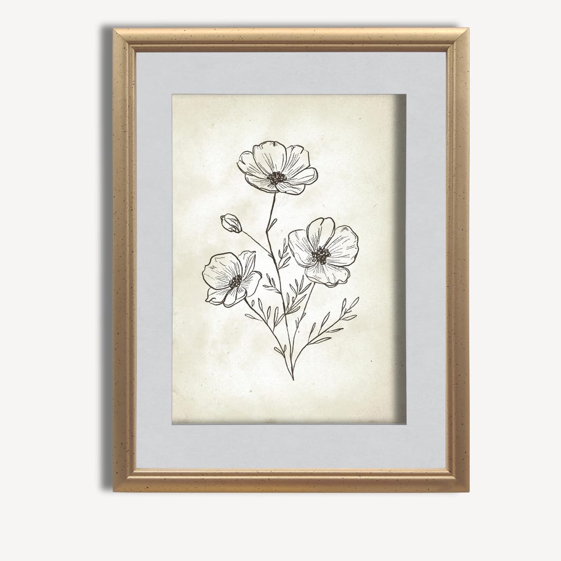 Wildflower Botanical Line Drawing Minimalist Ink Sketch Art Poster - Image 3