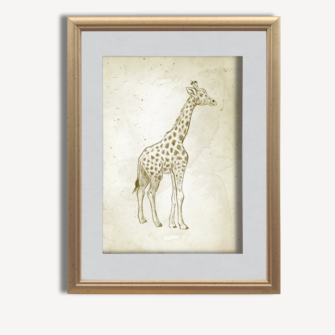 Vintage Giraffe Standing Sketch Antique Nursery Decor Poster - Image 4