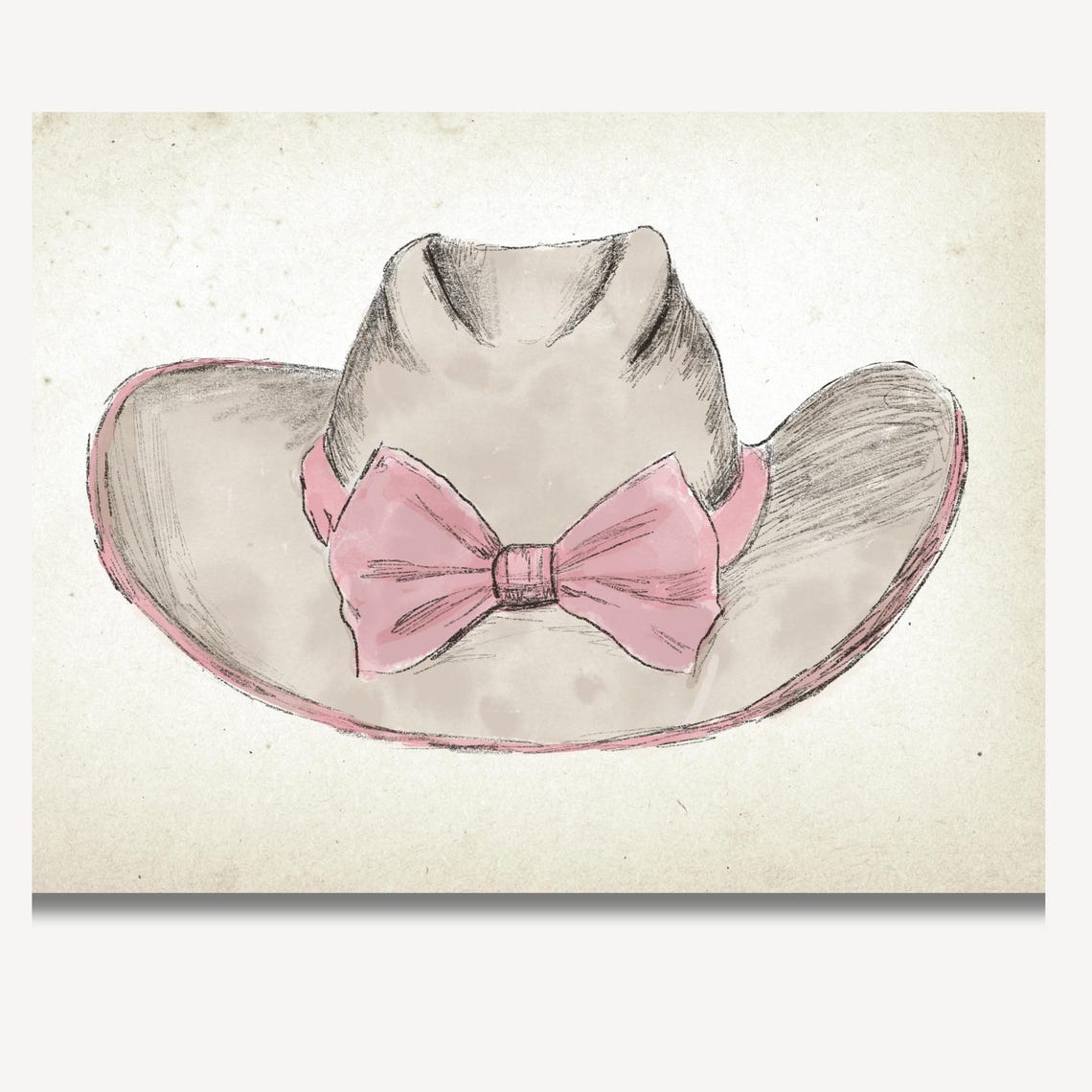 Cowgirl Hat With Pink Bow Sketch Blush Western Nursery Poster - Image 2