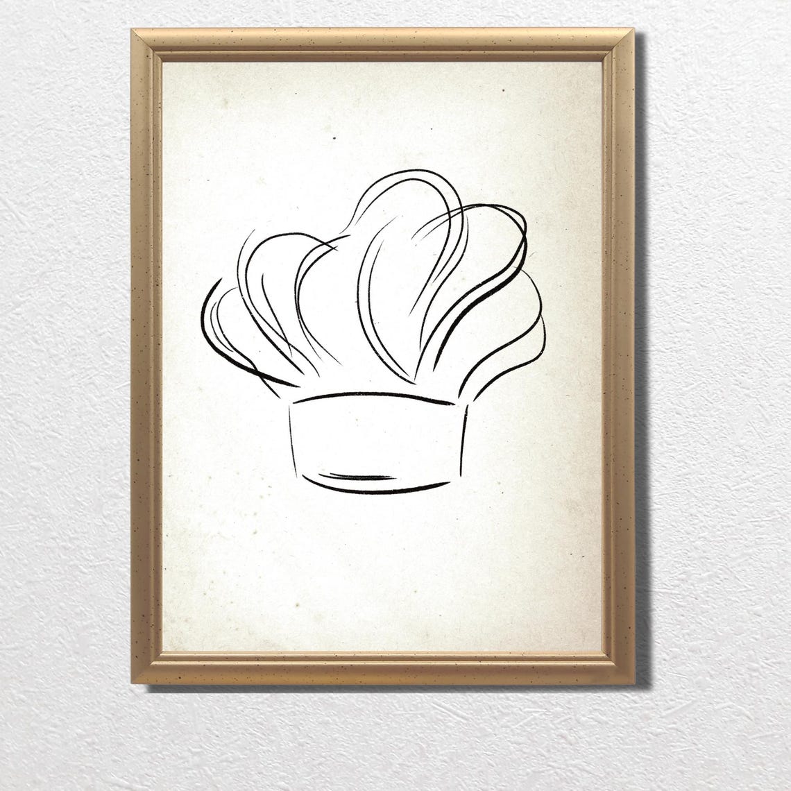 Minimalist Chef Hat Line Drawing Kitchen Decor Bistro Poster - Image 3