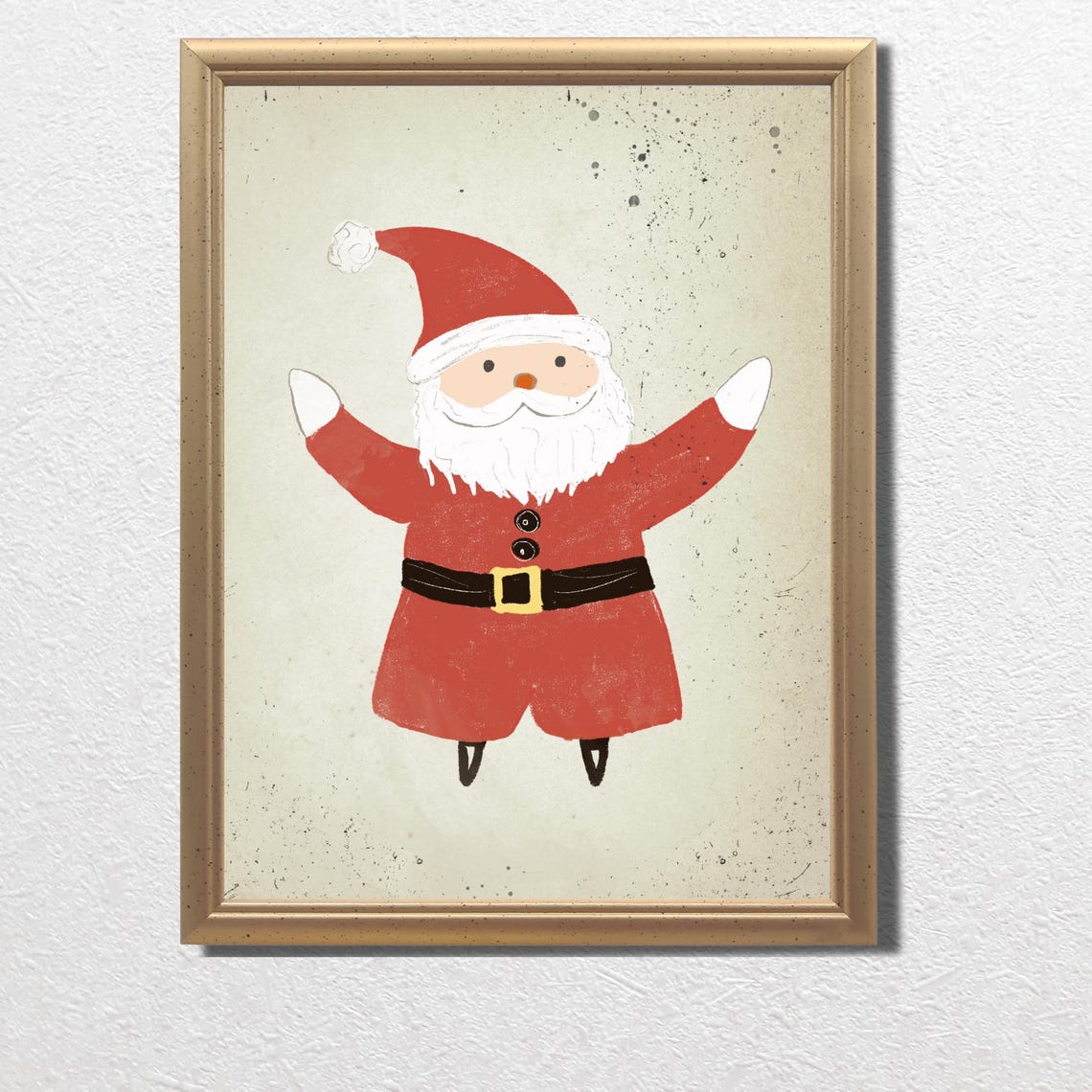 Santa Claus with Gold Buckle Belt Vintage Christmas Art Print - Image 3