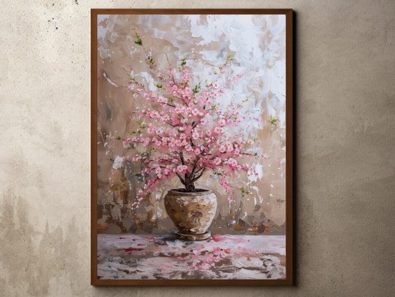 Vintage Flower Drawing Spring Floral Painting Cherry Wall Art Flowers Still Life Antique Blossom Print Farmhouse Decor