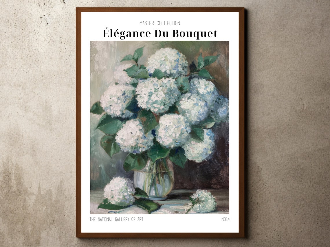 White Hydrangea Bouquet Elegance Du Bouquet Floral Still Life Poster