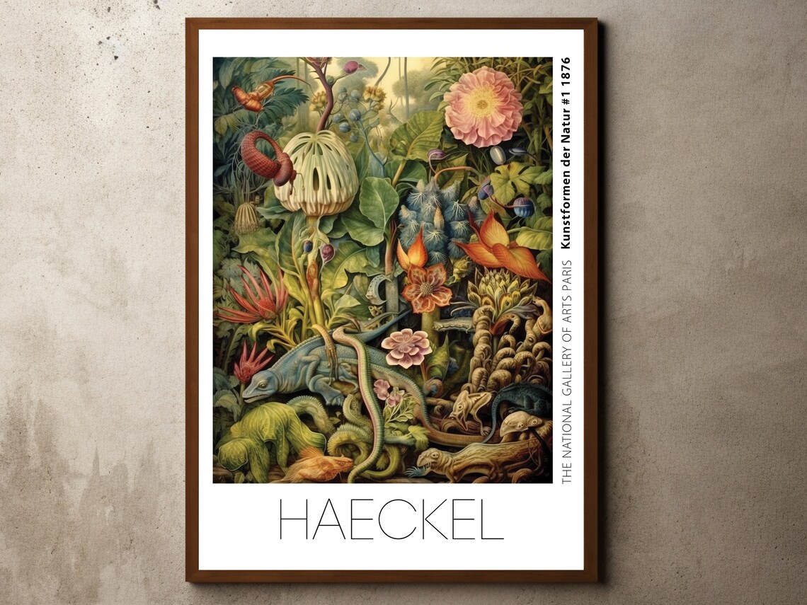 Ernst Haeckel Inspired Print Poster Botanical Wall Art Floral Illustrations Jungle Reptiles