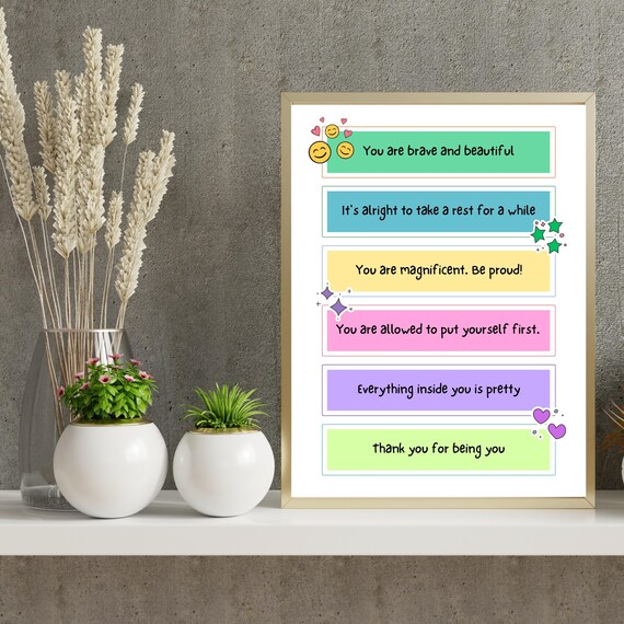 Self Love Affirmations Poster Empowering Wall Art
