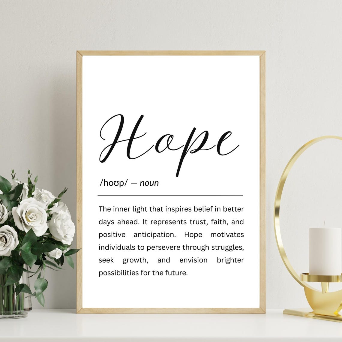 Hope Definition Dictionary Style Inspirational Typography Quote Poster