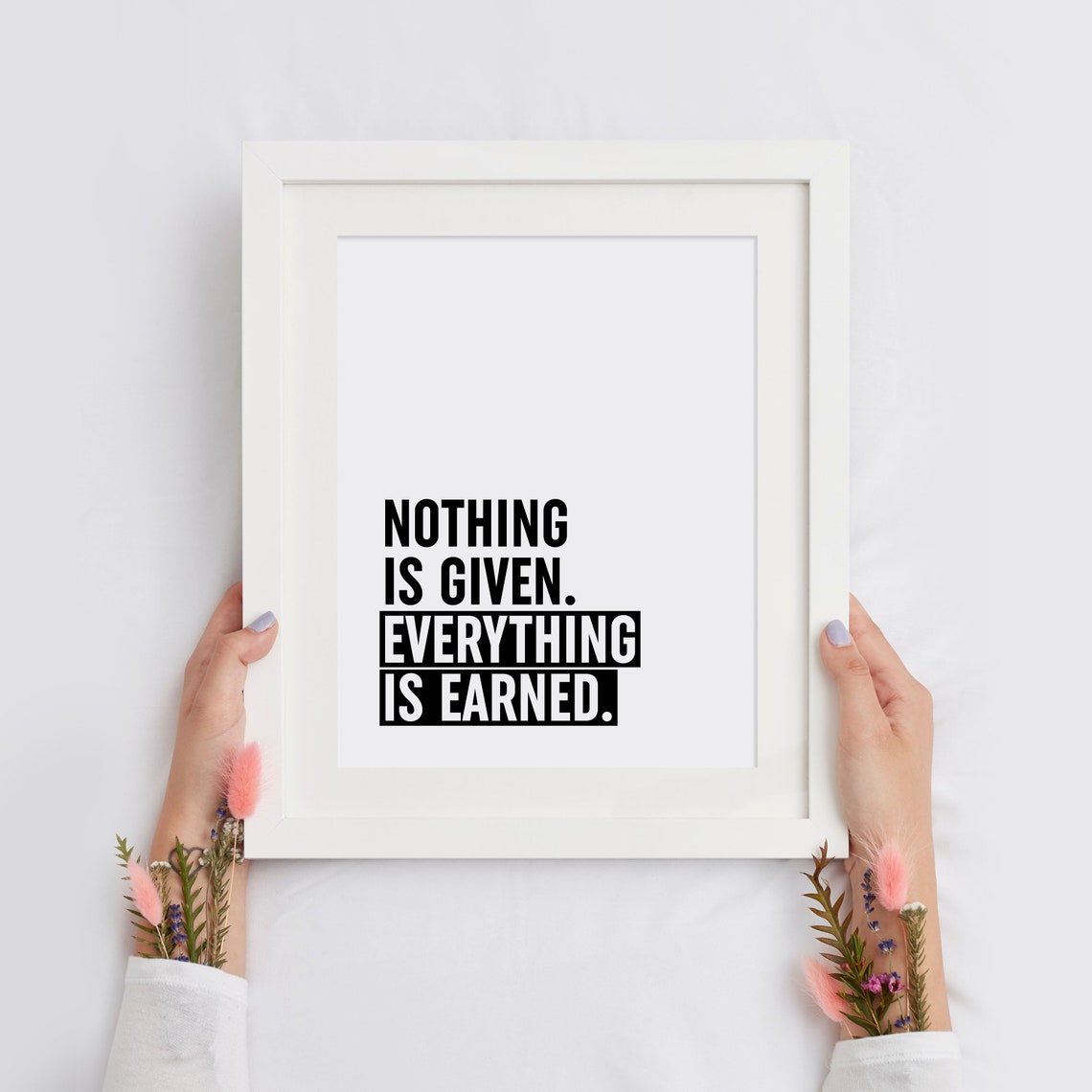 Nothing Is Given Everything Is Earned Block Motivational Gym Poster - Image 2