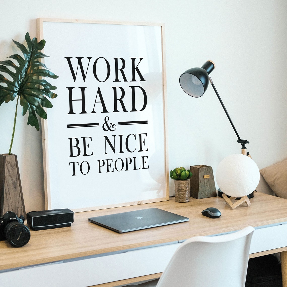Work Hard And Be Nice To People Classic Serif Typography Poster - Image 3