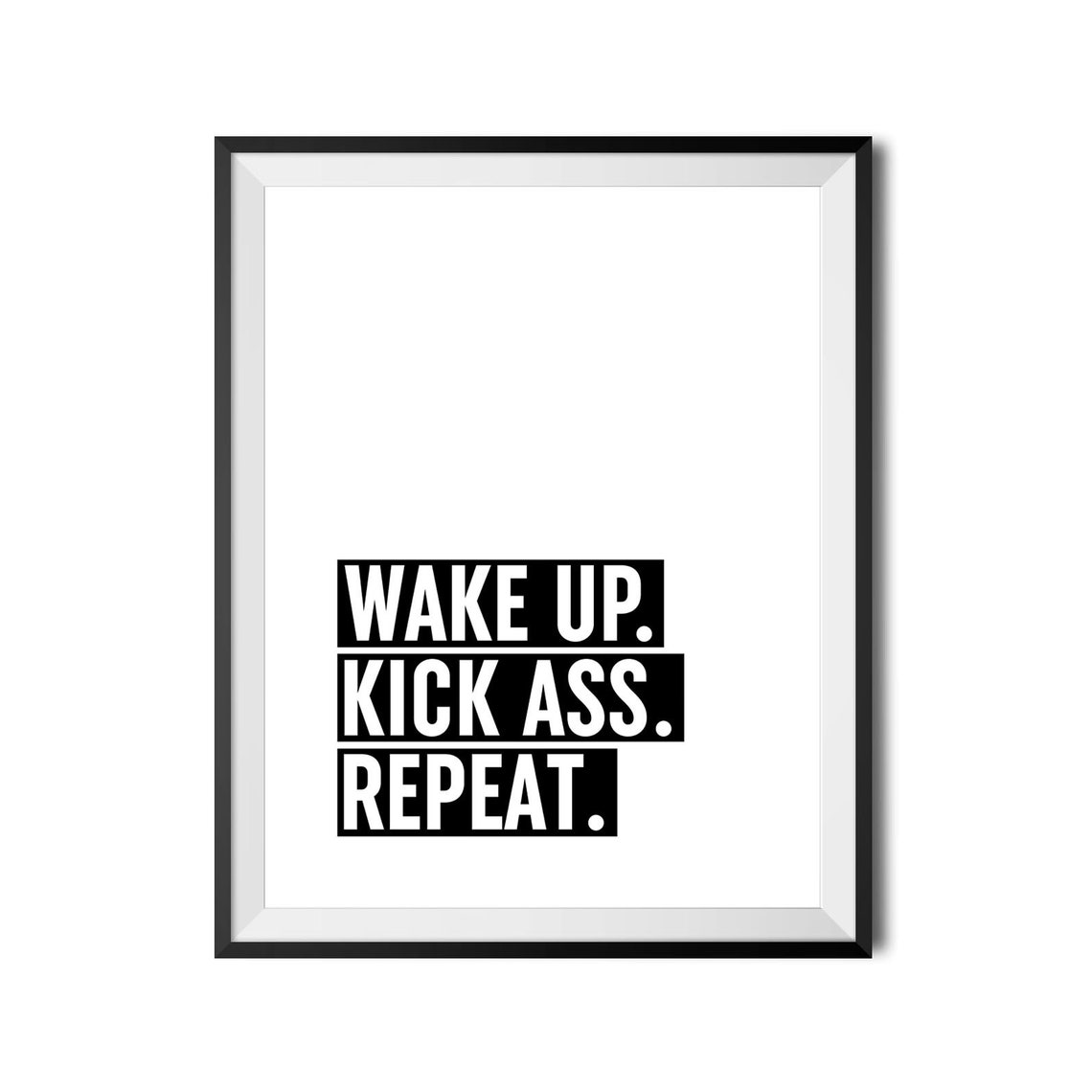 Wake Up Kick Ass Repeat Block Letter Motivational Gym Poster - Image 4