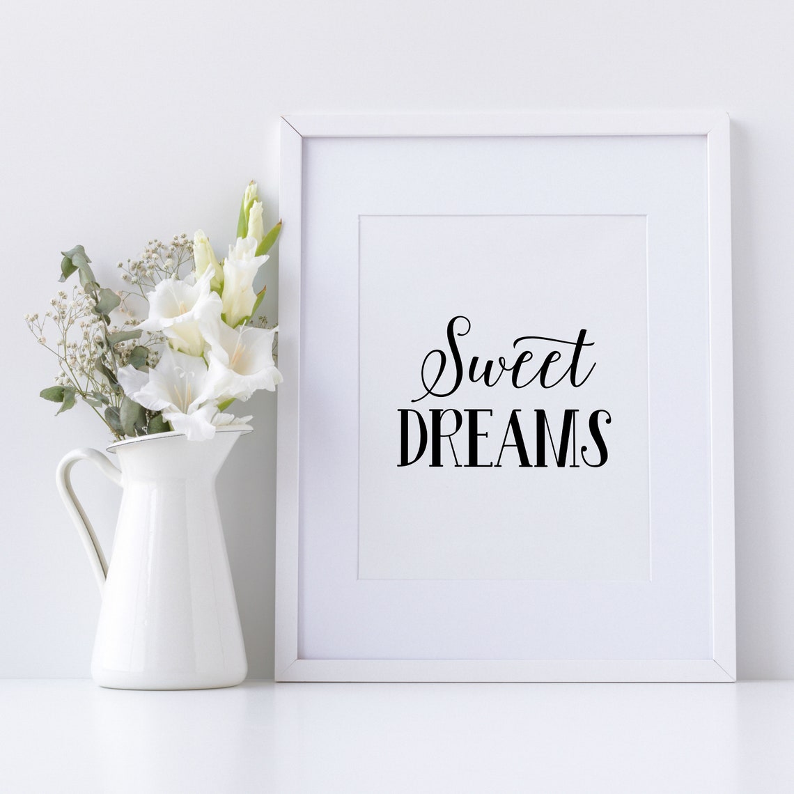 Sweet Dreams Elegant Script Cozy Bedroom Nursery Typography Poster - Image 2