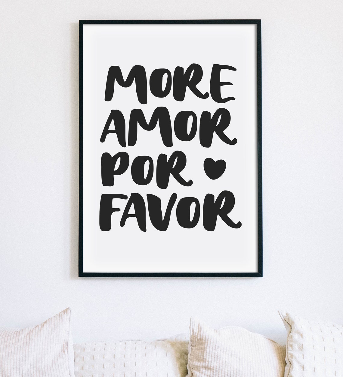 More Amor Por Favor Spanish Love Quote Black Typography Poster - Image 4