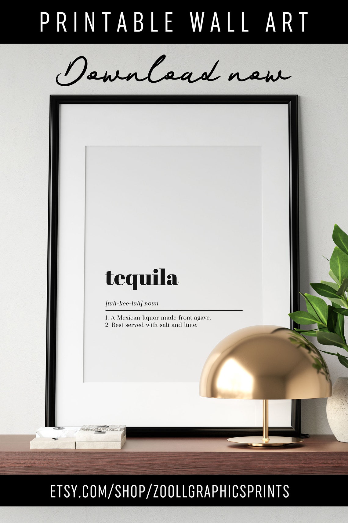 Tequila Definition Dictionary Style Funny Bar Kitchen Wall Art - Image 2
