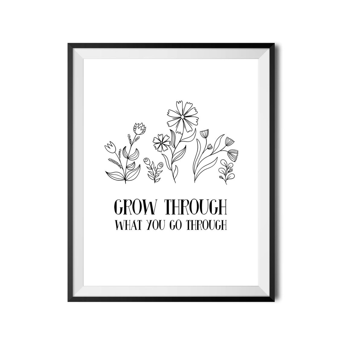 Grow Through What You Go Through Floral Quote Poster for Self Love - Image 3