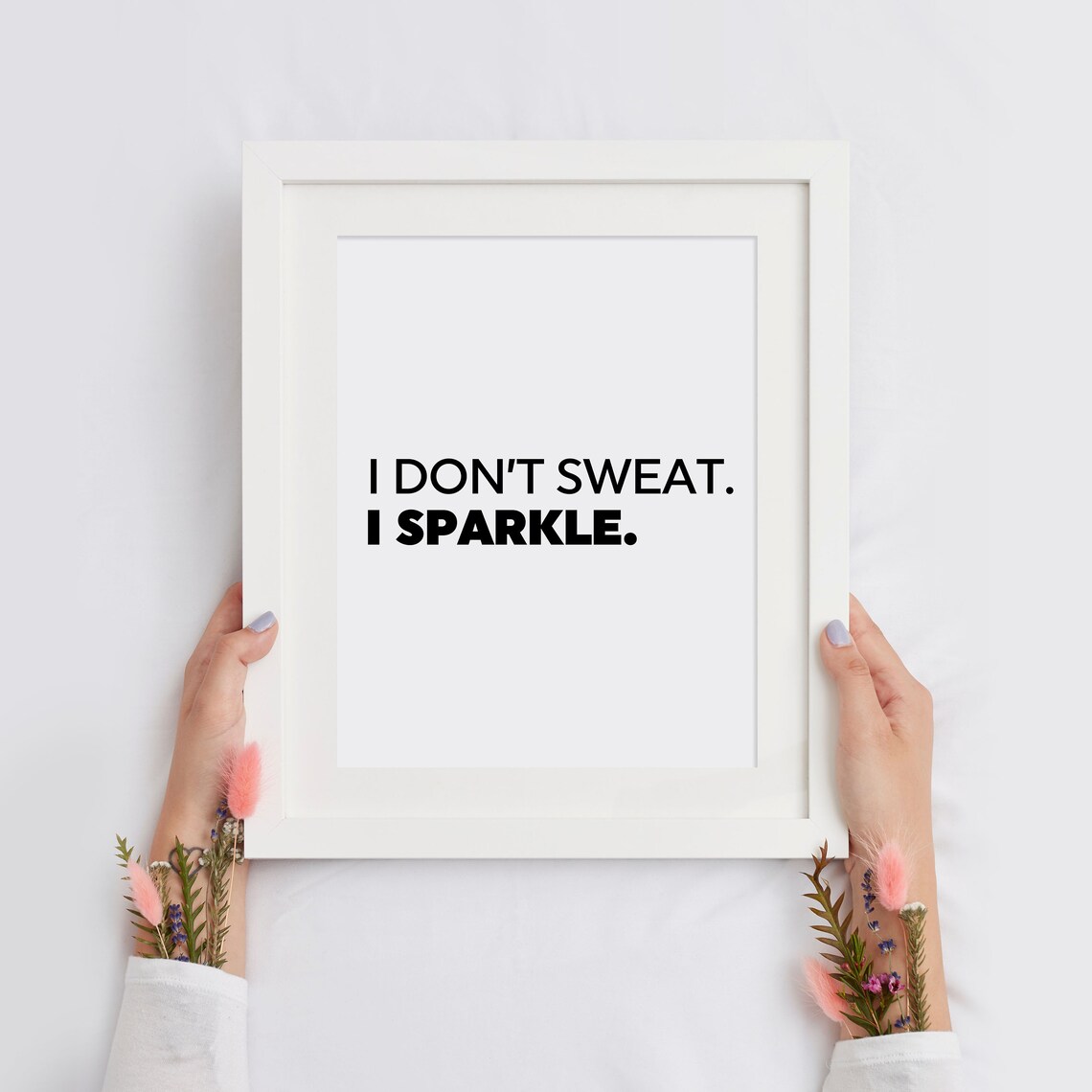 I Don't Sweat I Sparkle Funny Gym Fitness Quote Typography Poster - Image 2