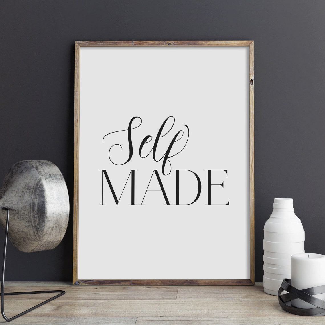 Self Made Entrepreneur Office Quote Minimalist Typography Poster - Image 3