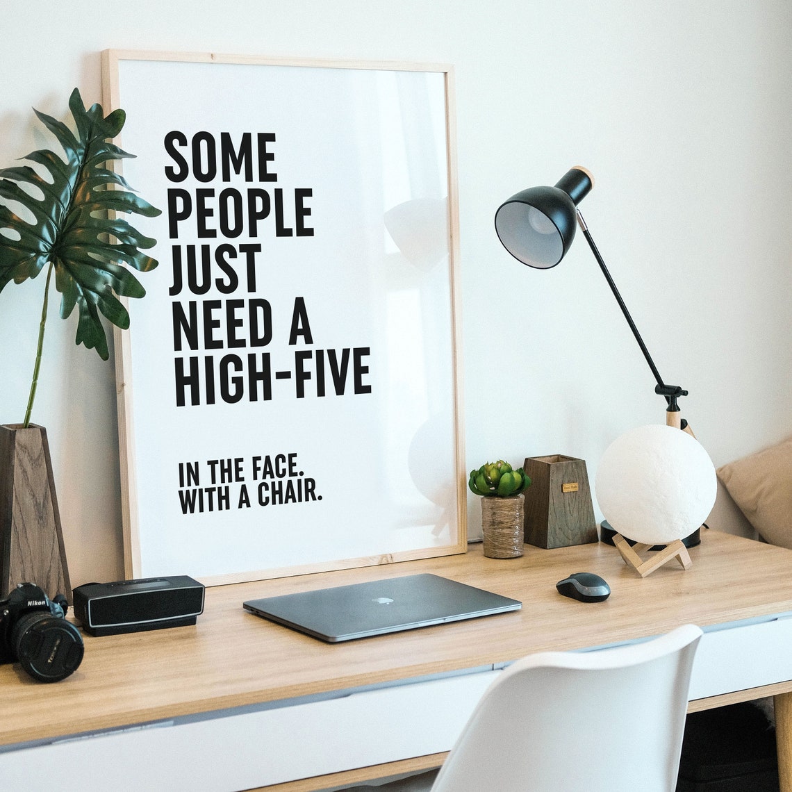 Some People Need A High Five Sarcastic Funny Quote Home Decor Poster - Image 3